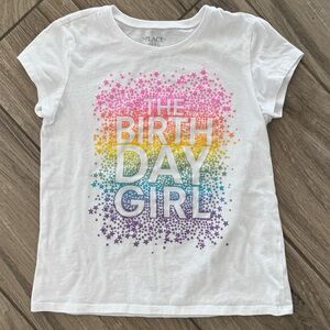 Birthday Girl Sparkly Tee with Rainbow Stars